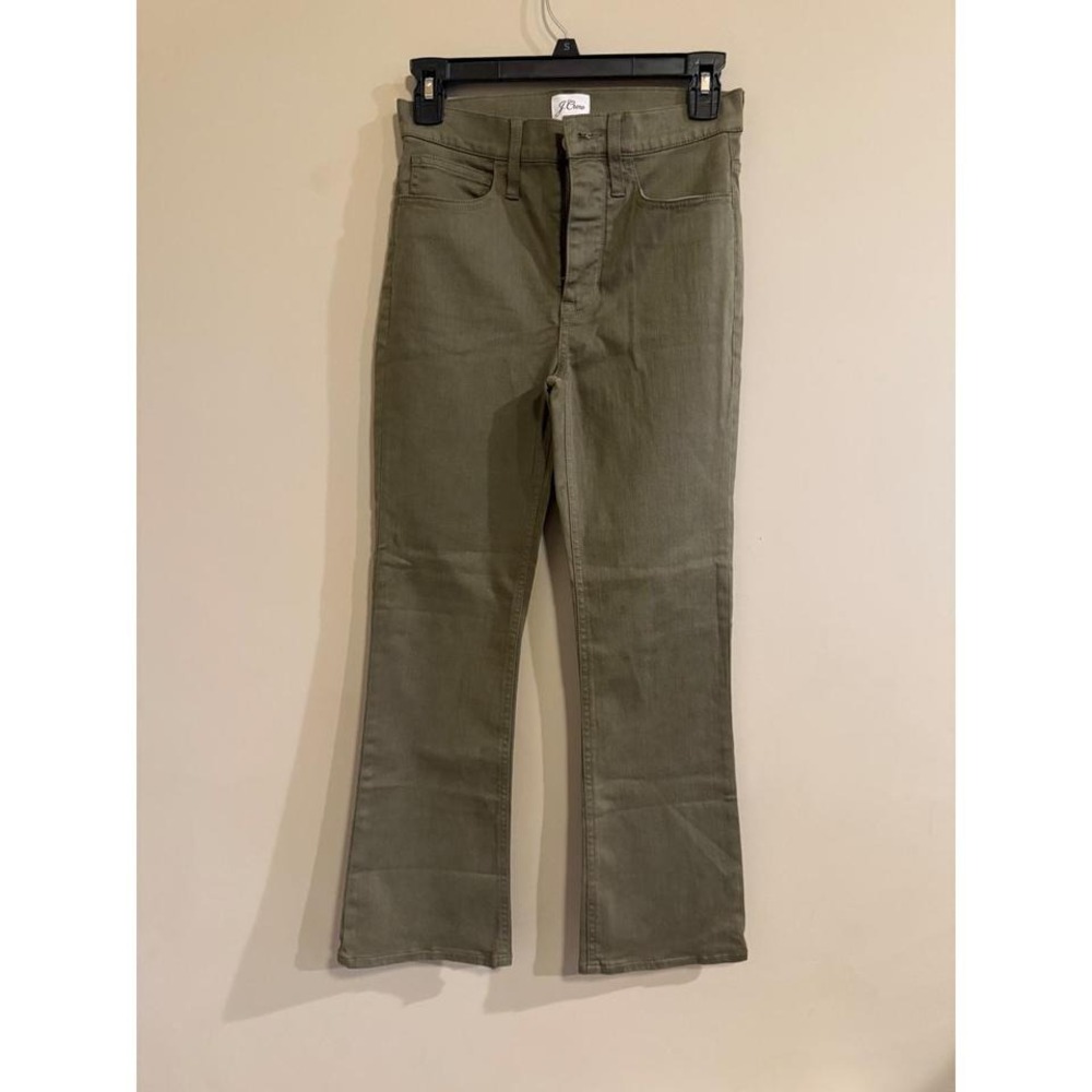 J Crew 9‎ Inch Billie Demi Boot Crop Olive Green Pants Women Size 24
